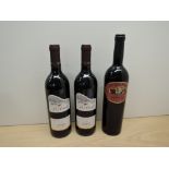 Three bottles of wine, Fox Creek Mclaren Vale 1998 Reserve Shiraz, 14.5% vol, 75cl x2 and Jasper