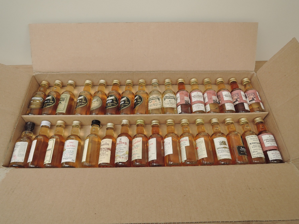 Thirty Two miniature bottles of Whisky including 10 Glenturret 1967, 1968 & 1972 etc, 7 Gordon