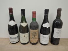 Five bottles of mixed Wine, 1995 Paul Jaboulet Aine Cottes Du Ventoux, 12.5% vol, 75cl, 1999 Domaine