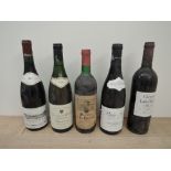 Five bottles of mixed Wine, 1995 Paul Jaboulet Aine Cottes Du Ventoux, 12.5% vol, 75cl, 1999 Domaine