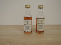 Two Miniature bottles of Macallan Whisky, 10 year and 1970 bottled 1988, levels 10 year bottom of