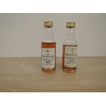 Two Miniature bottles of Macallan Whisky, 10 year and 1970 bottled 1988, levels 10 year bottom of