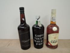 Three bottles of Port, Kopke Vintage Character Port 20% vol, 70cl, Triple Crown Port, no strength or