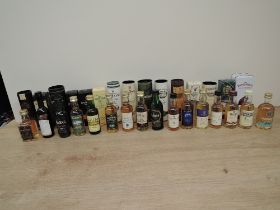 A collection of Thirty One Whisky Miniatures including Single Malts, Coa Isla 1981, Edradour 10 Yea