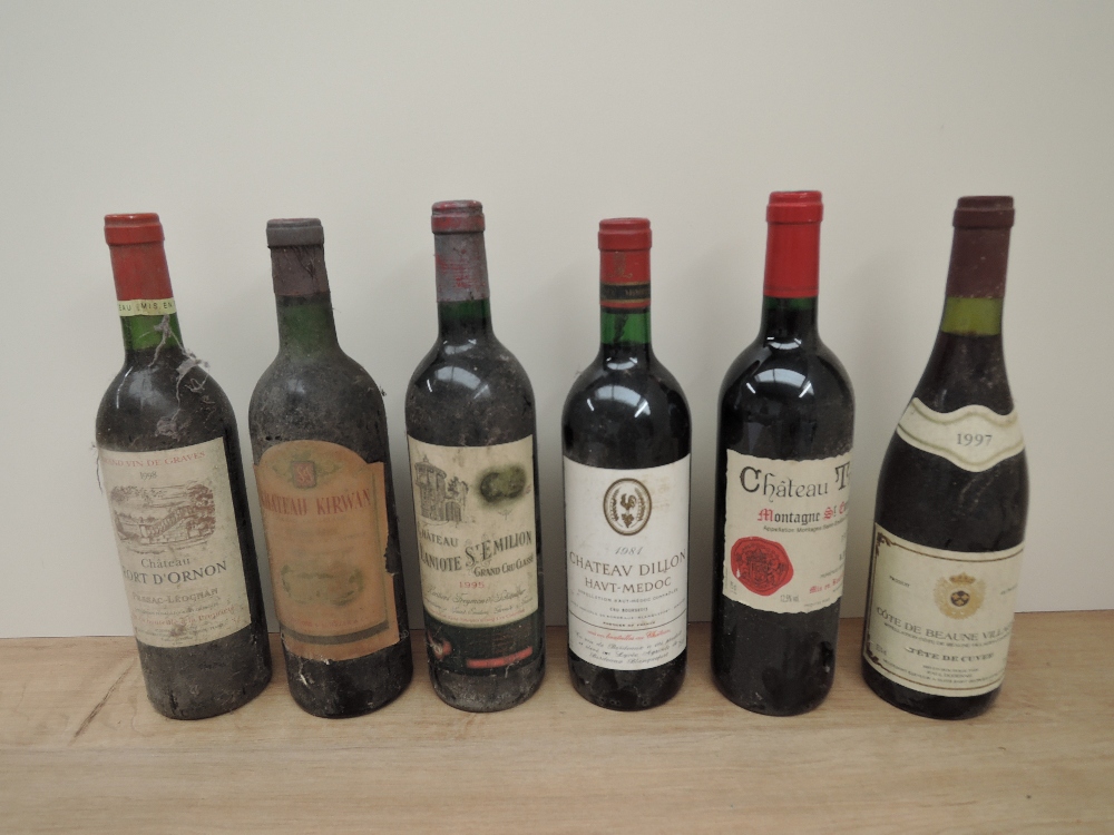 Seven bottles of Red Wine, 1981 Chateav Dillon Havt Medoc, 75cl, no strength stated, 1999 Chateau