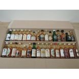 Thirty Two miniature bottles of Single Malt Whisky including Girvan single grain 14 year,