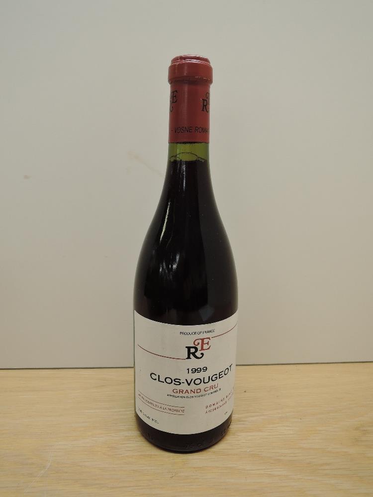 A bottle of R.E.Clos Vougeot 1999 Grand Cru, Domaine Rene Engel, Mis En Bouteilles A La Propriete,