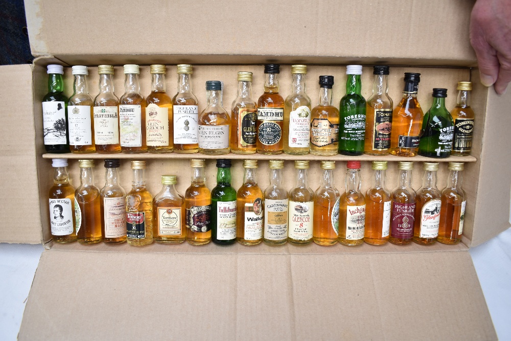 Thirty Two miniature bottles of Single Malt Whisky including Girvan single grain 14 year, - Image 2 of 2