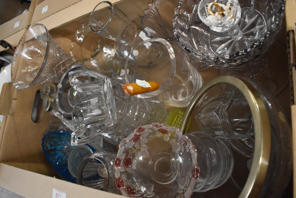 A carton of assorted cut and pressed glass including vases, bowls and salts etc. - Image 2 of 2