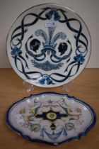 A continental faience shallow dish of shaped form.