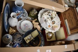 Four items of Aynsley Little 'Sweetheart' including a vase and trinket dishes, a boxed Lilliput Lane