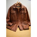 A Lakeland mens tan leather multi pocketed jacket (40' chest).