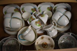 A Crown Royal 'Cottage Garden' part tea service (13 pieces approx), a white part tea service