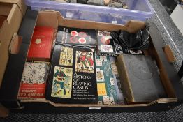 A box of vintage Playing Card Game Volumes, Official Rules, History, Collecting etc
