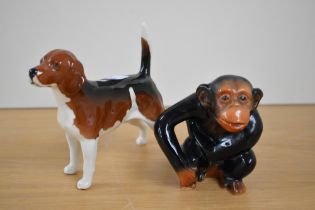 A Beswick Pottery Beagle 'Wendover Billy' dog study, number 1933a, designed by Arthur Gredington