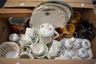 An Osbourne China part coffee service (13 pieces approx, coffee pot AF) a pretty ceramic hand