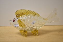 A mid century continental art glass fish ornament..