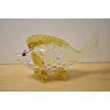 A mid century continental art glass fish ornament..