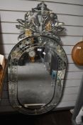 A large Venetian style mirror 125cm x 60.5cm.