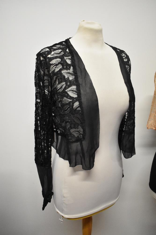 A pair of late Victorian fingerless mitts, a pair of 1920s white gloves, a pair of 1930s black net - Image 8 of 10