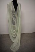 A vintage mint green Sari in a fine silk/georgette type fabric, studded with metal design