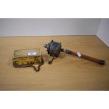 An antique brass Betel nut box (lutuan) with compartmented interior, measuring 13cm long, and a