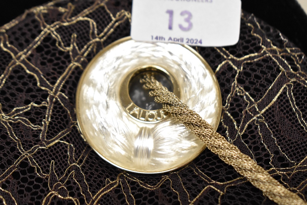 A Lalique handbag, with 2002 dated pamphlet describing the design, with chain strap and two satin - Image 3 of 3
