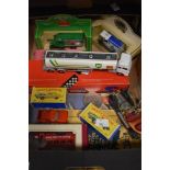 A small amount of die cast toy cars and a small stamp album etc.