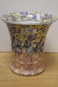 A 20th Century Chinese polychrome porcelain vase, of flared shape, and decorated with a basket of