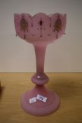 A pink opaline mantel lustre together with glass droplets (unattached).