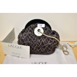 A Lalique handbag, with 2002 dated pamphlet describing the design, with chain strap and two satin