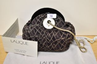 A Lalique handbag, with 2002 dated pamphlet describing the design, with chain strap and two satin