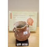 An earthenware jar with handles to sides, reputably from Holy Land, Old Testament period, approx