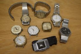 A collection of wristwatches and watch parts including Larex, Sekonda, Timex and Tissot