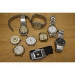 A collection of wristwatches and watch parts including Larex, Sekonda, Timex and Tissot