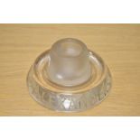 A vintage glass advertising ashtray/vesta, branded for Alexanders mineral water, of local interest