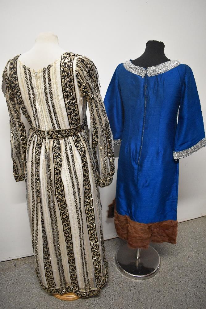 A vintage Edward Black of Nottingham maxi dress and a teal blue 1960s shift dress with coney trim. - Image 3 of 5