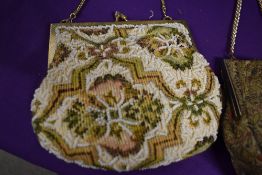 Two vintage hand bags, including silk Art Deco evening bag.
