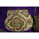 Two vintage hand bags, including silk Art Deco evening bag.