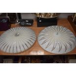 Two 1950s style bubble frosted ceiling lights 49cm diameter.