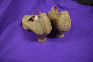 A pair of 1930s gold lame shoes and a pair of 1920s/30s pink silk flapper shoes, AF, silk