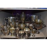An extensive collection of silver plated trophy many engraved with Local Caged Bird Society