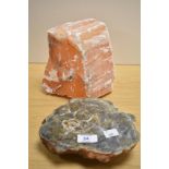 Two mineral samples, the largest measures 16cm tall