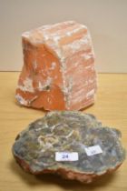 Two mineral samples, the largest measures 16cm tall