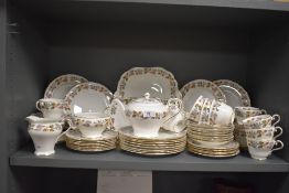A collection of Aynsley bone china 'April Rose', including plates, teapot, cups and saucers etc.