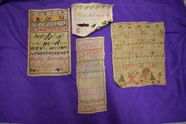 Four needlework samplers, two worked by Hannah Person, one dated 1848, another by Mary Eleanor