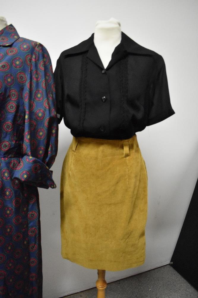 A mixed lot of vintage dresses, blouses and a skirt, varying eras and styles. - Image 2 of 6