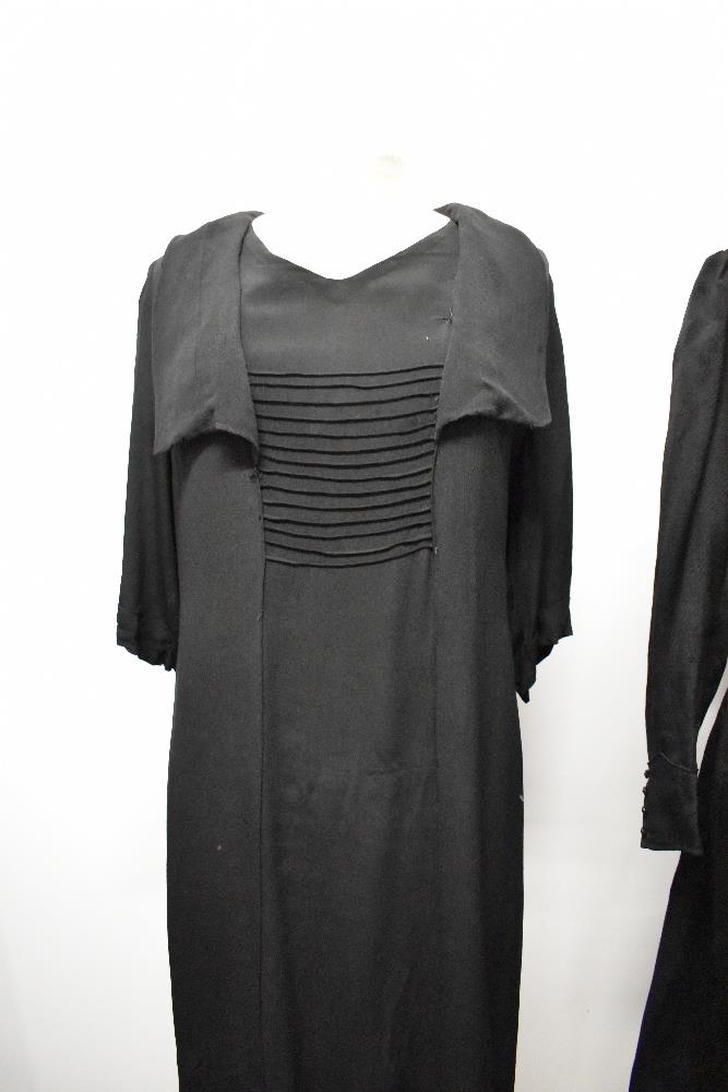 Two 1930s black dresses, including one of crepe with draped collar. - Image 2 of 6