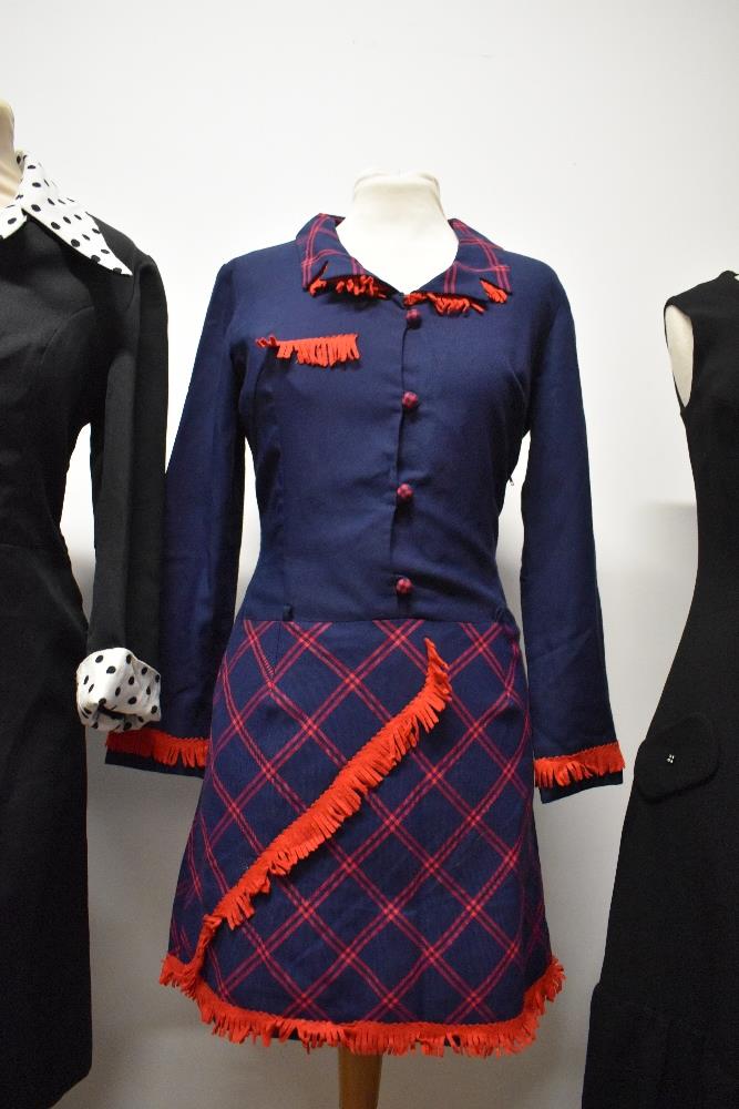 Three 1960s dresses, including unusual navy blue and red mini dress. - Image 7 of 7