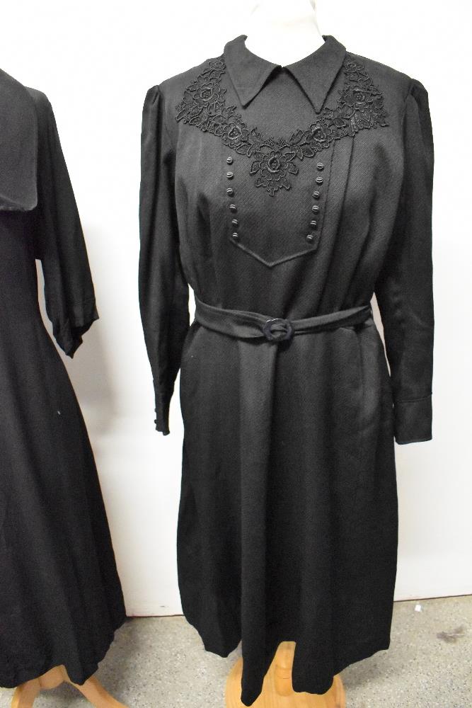 Two 1930s black dresses, including one of crepe with draped collar. - Image 3 of 6